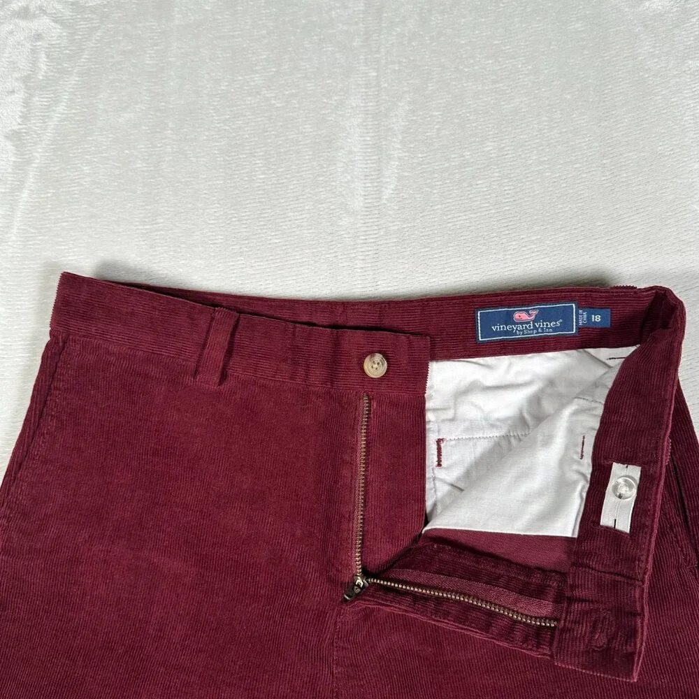 Vineyard Vines Pants Boys Size 18 Burgundy Corduroy Straight Legs Cotton Blend - Picture 6 of 12